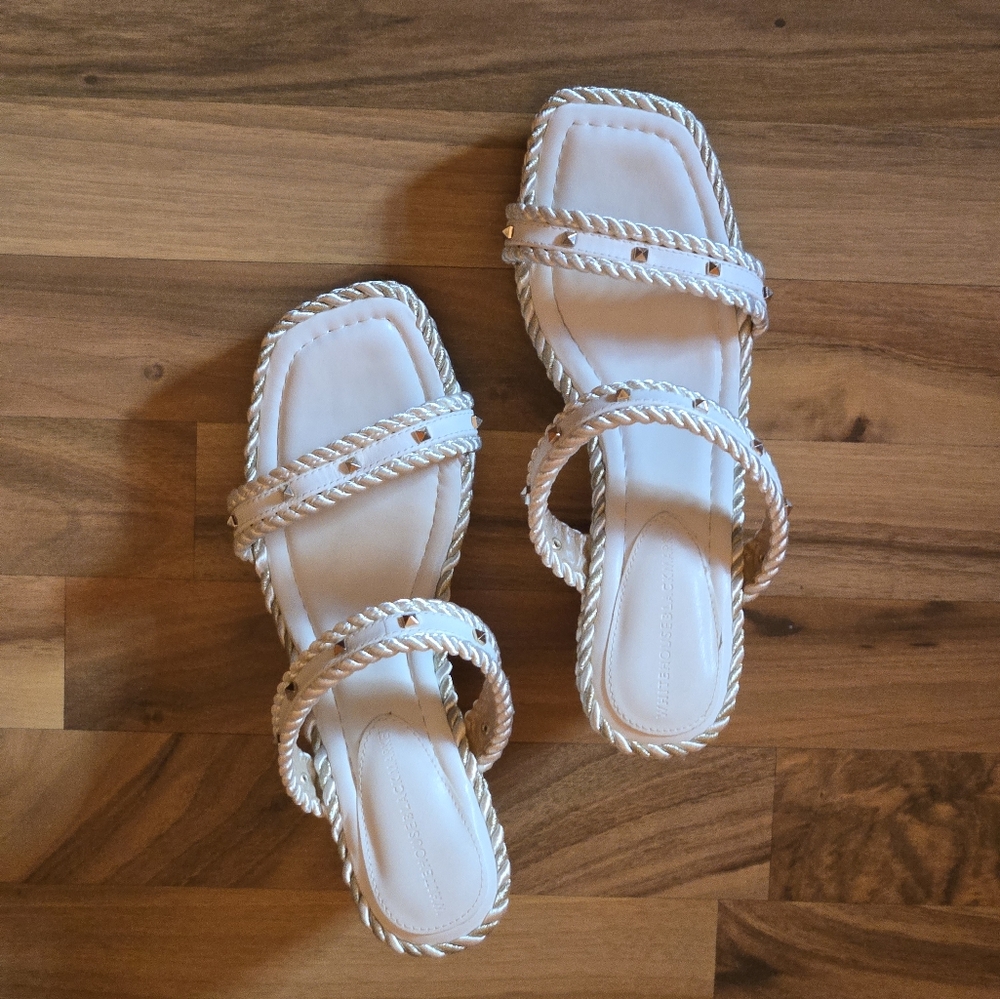 WH|BM White Platform Sandals Size 8